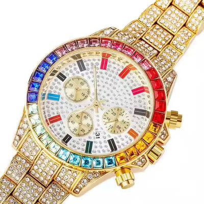 Iced Out Quarzuhr – Statement-Piece in Gold