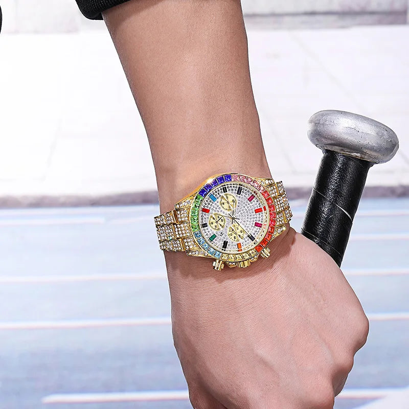 Iced Out Quarzuhr – Statement-Piece in Gold