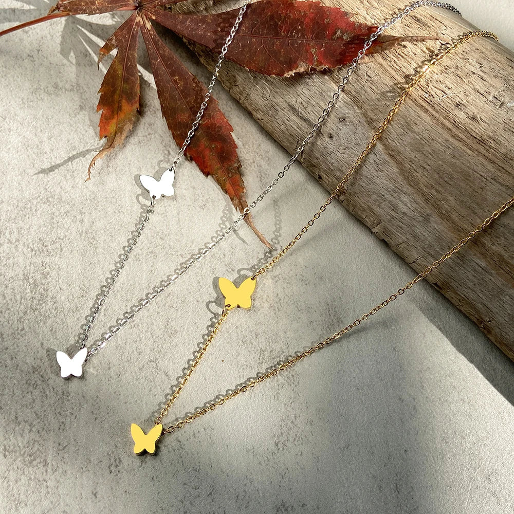 Stainless Steel Necklaces Delicate Butterfly Pendant Chain Fashion Necklace Jewelry Luxury 's Clavicle Party Gifts – Halskette