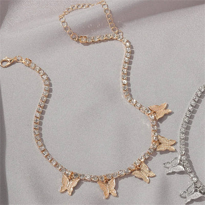 Crystal Butterfly Pendants Chokers Personality Gold Color Hollow Chain Choker Necklaces Ladies Punk Collar jewellery – Halskette