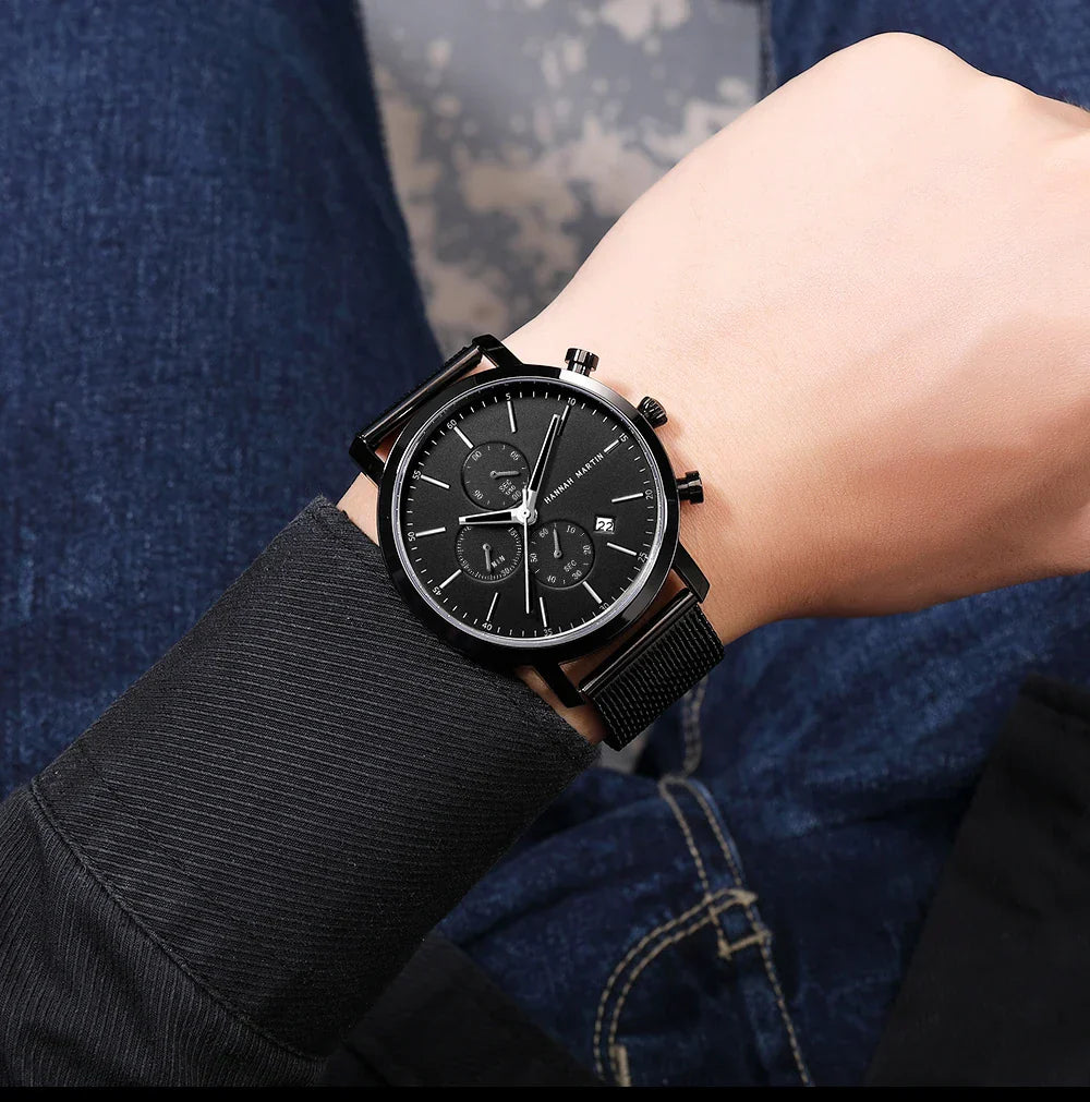 Quarzuhr für Herren – Edelstahl Chronograph mit Datum und Wasserschutz