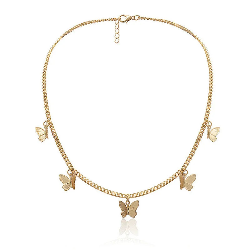 Crystal Butterfly Pendants Chokers Personality Gold Color Hollow Chain Choker Necklaces Ladies Punk Collar jewellery – Halskette