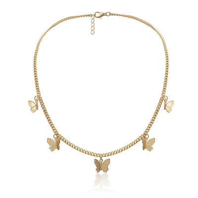 Crystal Butterfly Pendants Chokers Personality Gold Color Hollow Chain Choker Necklaces Ladies Punk Collar jewellery – Halskette