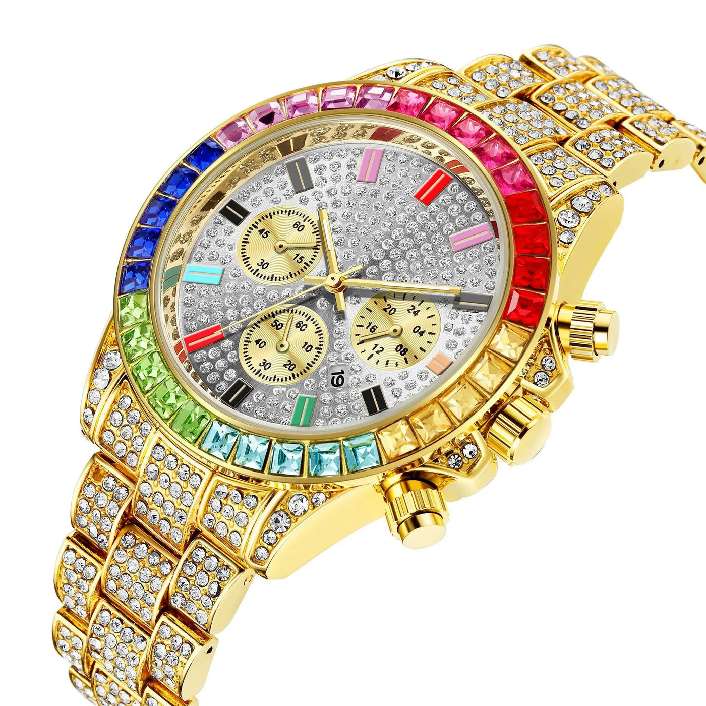 Iced Out Quarzuhr – Statement-Piece in Gold