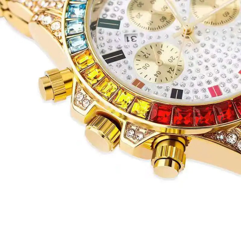 Iced Out Quarzuhr – Statement-Piece in Gold