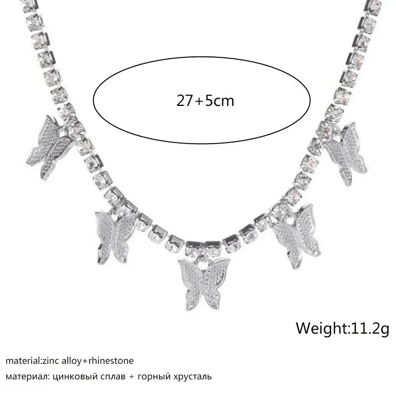 Crystal Butterfly Pendants Chokers Personality Gold Color Hollow Chain Choker Necklaces Ladies Punk Collar jewellery – Halskette