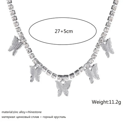 Crystal Butterfly Pendants Chokers Personality Gold Color Hollow Chain Choker Necklaces Ladies Punk Collar jewellery – Halskette