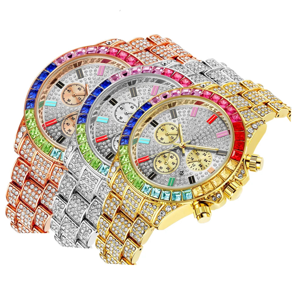 Iced Out Quarzuhr – Statement-Piece in Gold