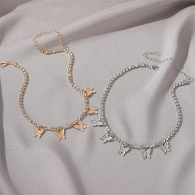 Crystal Butterfly Pendants Chokers Personality Gold Color Hollow Chain Choker Necklaces Ladies Punk Collar jewellery – Halskette