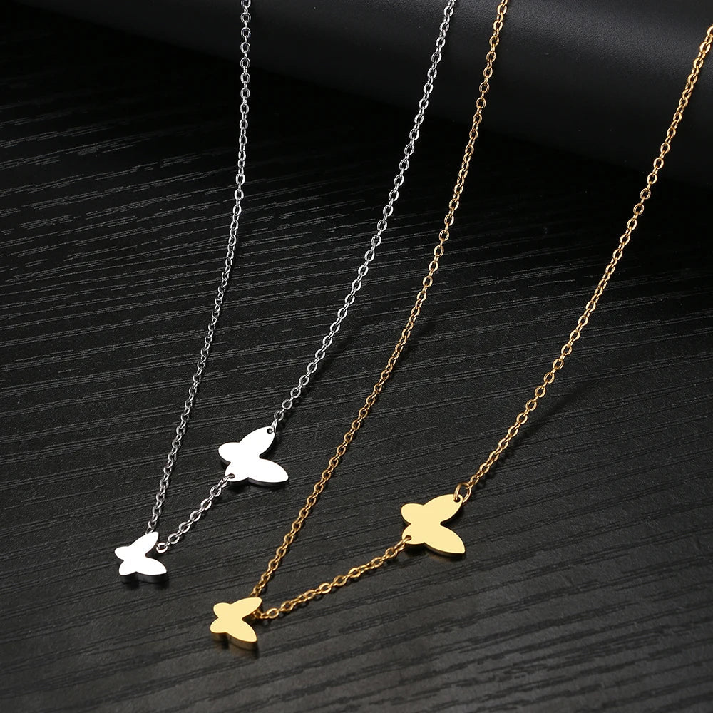 Stainless Steel Necklaces Delicate Butterfly Pendant Chain Fashion Necklace Jewelry Luxury 's Clavicle Party Gifts – Halskette