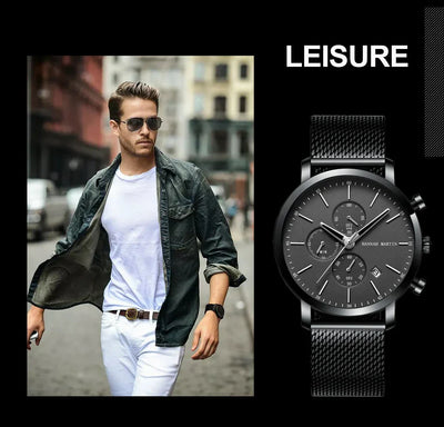 Quarzuhr für Herren – Edelstahl Chronograph mit Datum und Wasserschutz