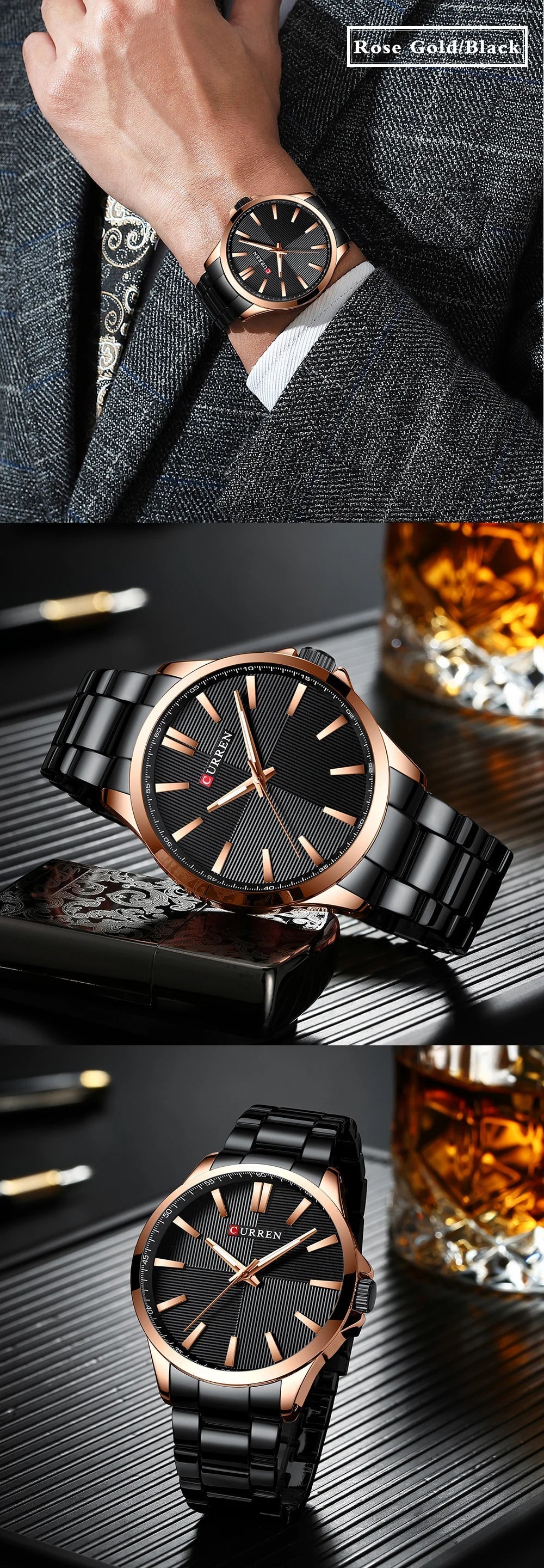 Herren Armbanduhr – Edelstahl Mesh Quarz-Uhr | Business & Freizeit | 3ATM Wasserdicht
