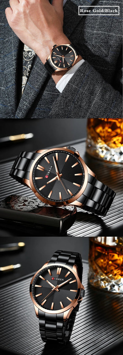 Herren Armbanduhr – Edelstahl Mesh Quarz-Uhr | Business & Freizeit | 3ATM Wasserdicht