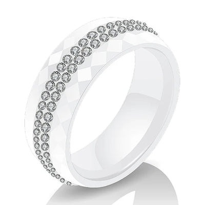 Eleganter Keramikring für Damen – Schwarz & Weiß mit Kristall