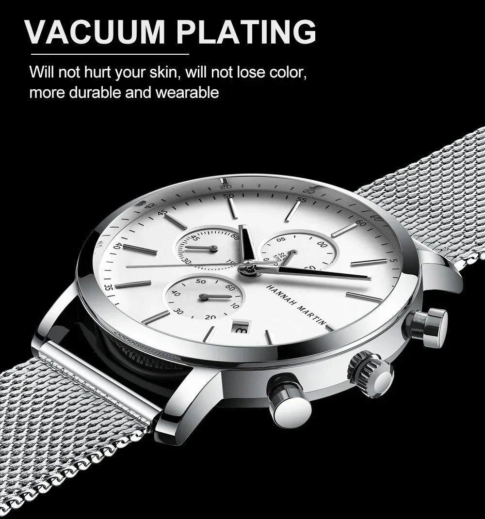Quarzuhr für Herren – Edelstahl Chronograph mit Datum und Wasserschutz