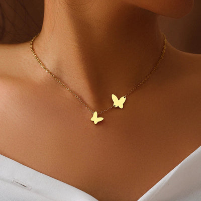Stainless Steel Necklaces Delicate Butterfly Pendant Chain Fashion Necklace Jewelry Luxury 's Clavicle Party Gifts – Halskette