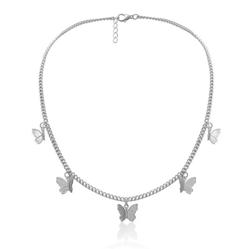Crystal Butterfly Pendants Chokers Personality Gold Color Hollow Chain Choker Necklaces Ladies Punk Collar jewellery – Halskette
