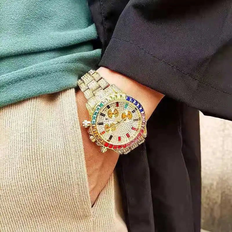 Iced Out Quarzuhr – Statement-Piece in Gold