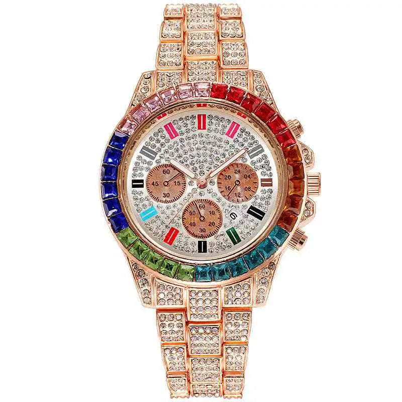 Iced Out Quarzuhr – Statement-Piece in Gold