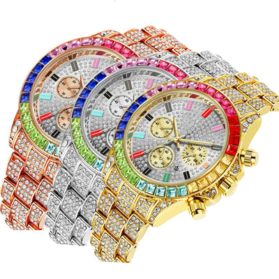 Iced Out Quarzuhr – Statement-Piece in Gold