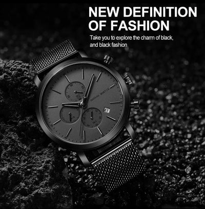 Quarzuhr für Herren – Edelstahl Chronograph mit Datum und Wasserschutz