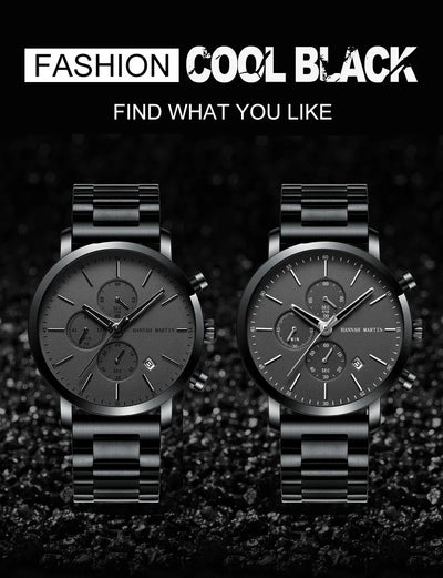 Quarzuhr für Herren – Edelstahl Chronograph mit Datum und Wasserschutz