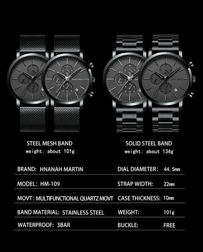 Quarzuhr für Herren – Edelstahl Chronograph mit Datum und Wasserschutz