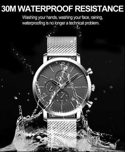 Quarzuhr für Herren – Edelstahl Chronograph mit Datum und Wasserschutz