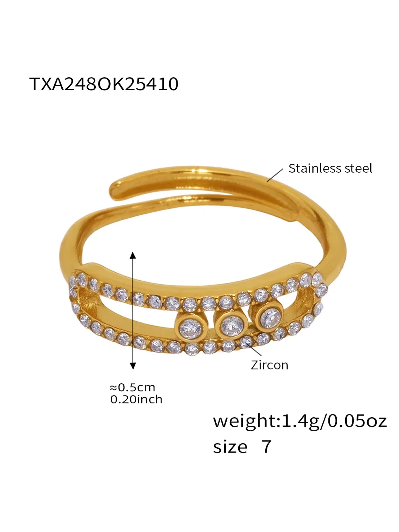 Stainless Steel 18K Chain Gold Color Luxury Necklace Shiny Zirconia Hollow Pendant Necklace Ring Jewelry Set Gift