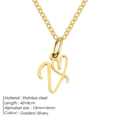 eManco Initial Necklaces Art Letter A-Z Charm Pendant Necklace 's Stainless Steel Minimalism Jewelry Gift – Halskette
