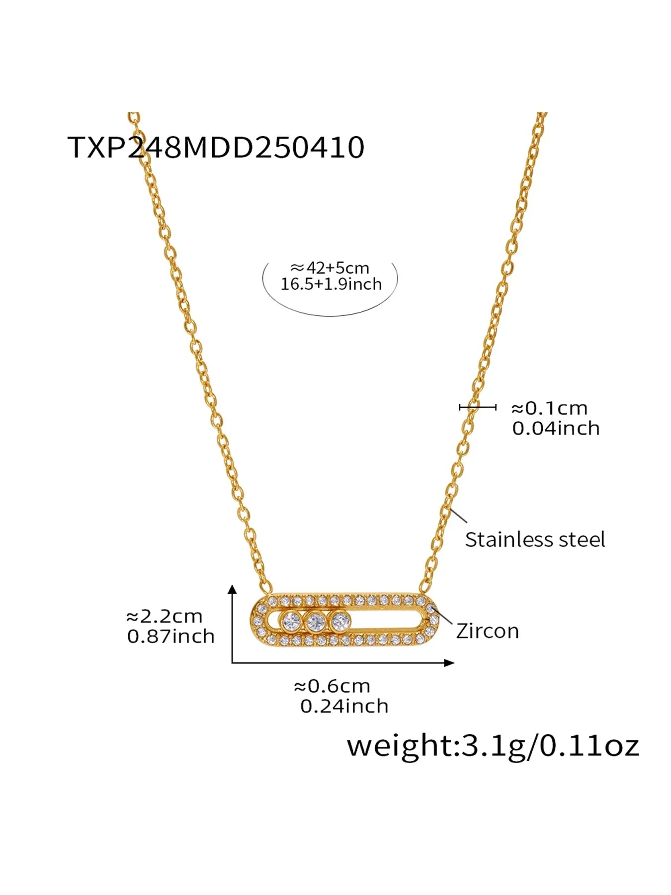 Stainless Steel 18K Chain Gold Color Luxury Necklace Shiny Zirconia Hollow Pendant Necklace Ring Jewelry Set Gift
