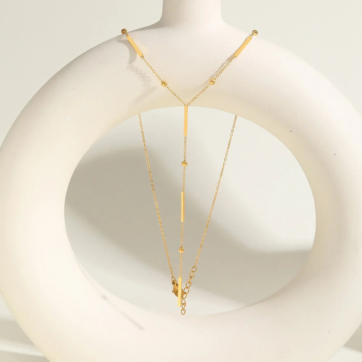 Beaded Long Chain Y Shape Necklace , Minimalist Drop Bar Pendant Choker Necklaces, Clavicle Chain Jewelry – Halskette