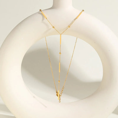Beaded Long Chain Y Shape Necklace , Minimalist Drop Bar Pendant Choker Necklaces, Clavicle Chain Jewelry – Halskette