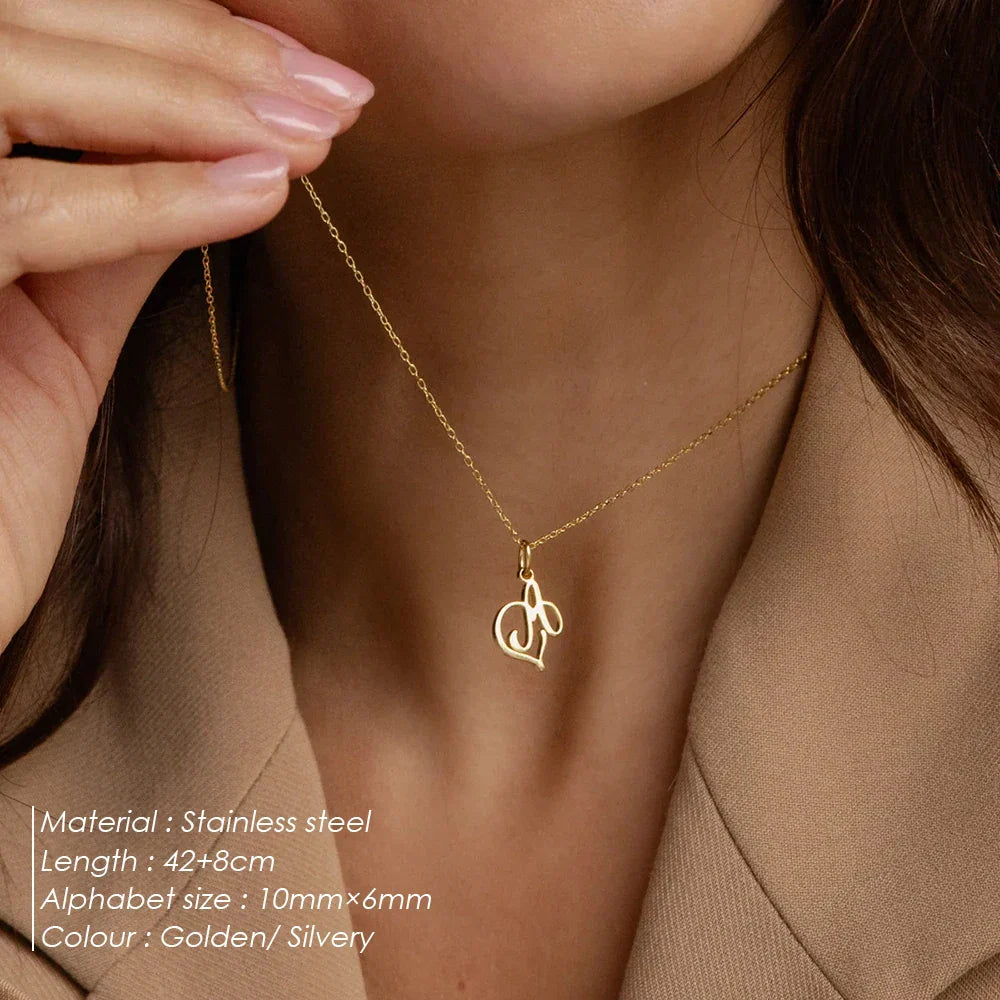 eManco Initial Necklaces Art Letter A-Z Charm Pendant Necklace 's Stainless Steel Minimalism Jewelry Gift – Halskette