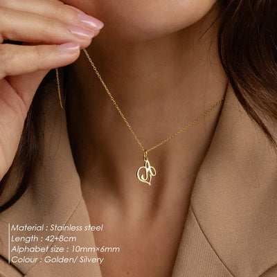 eManco Initial Necklaces Art Letter A-Z Charm Pendant Necklace 's Stainless Steel Minimalism Jewelry Gift – Halskette