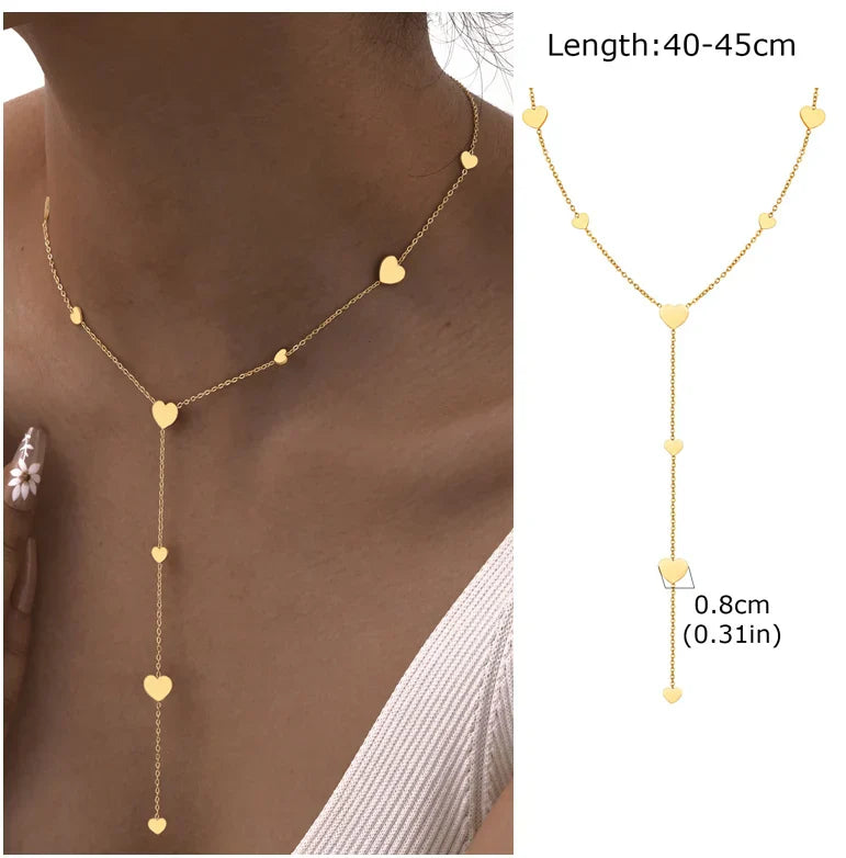 Beaded Long Chain Y Shape Necklace , Minimalist Drop Bar Pendant Choker Necklaces, Clavicle Chain Jewelry – Halskette