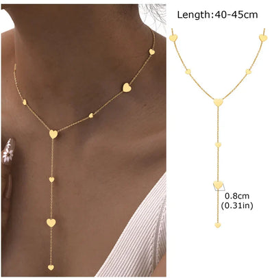 Beaded Long Chain Y Shape Necklace , Minimalist Drop Bar Pendant Choker Necklaces, Clavicle Chain Jewelry – Halskette
