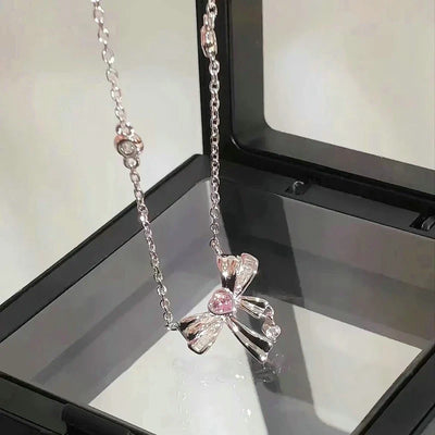 Fashion Pink Planet Heart Zircon Necklace Charm Aesthetic Clavicle Chain Necklace Valentines Day Gift Party Jewelry – Halskette