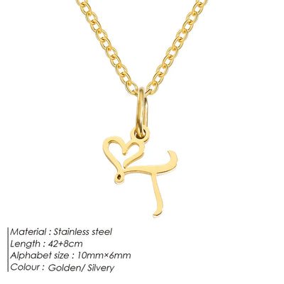 eManco Initial Necklaces Art Letter A-Z Charm Pendant Necklace 's Stainless Steel Minimalism Jewelry Gift – Halskette