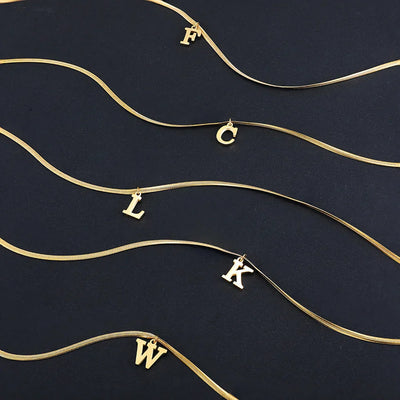 A-Z Alphabet Gold Plated Stainless Steel Pendant Necklace Snake Chain Initial Letter Clavicle Necklaces Collar Jewelry – Halskette