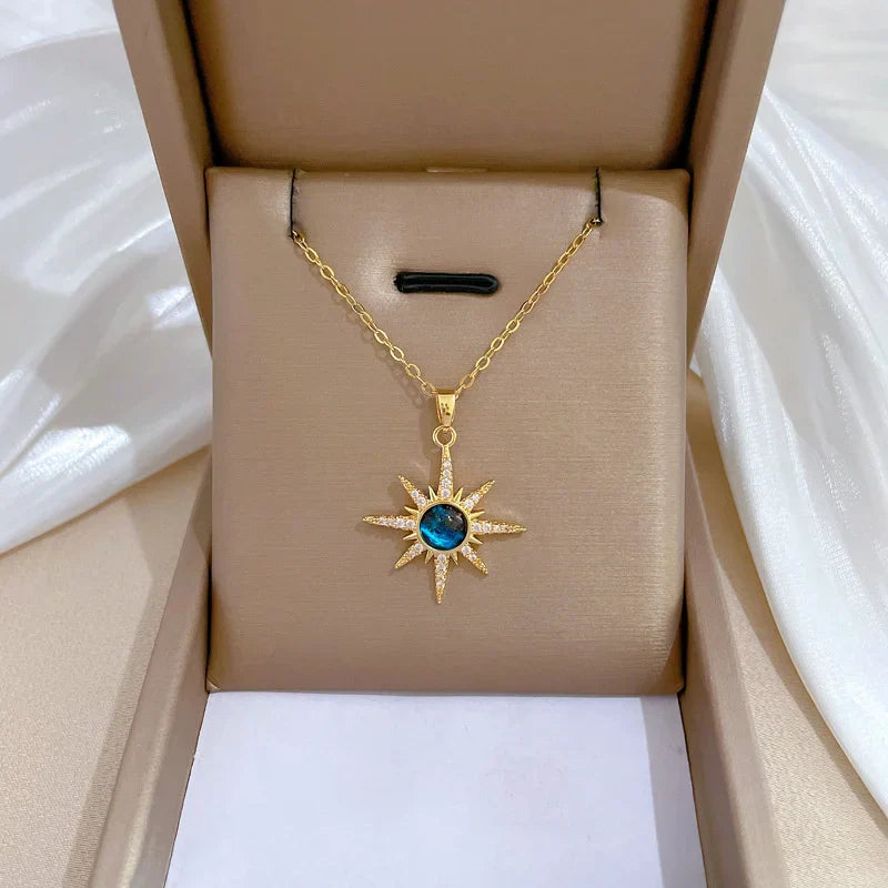 316L Stainless Steel Sun Pendant Necklace Exquisite and Fashionable Planet Clavicle Chain Girls Party Jewelry Gifts – Halskette