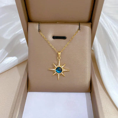 316L Stainless Steel Sun Pendant Necklace Exquisite and Fashionable Planet Clavicle Chain Girls Party Jewelry Gifts – Halskette