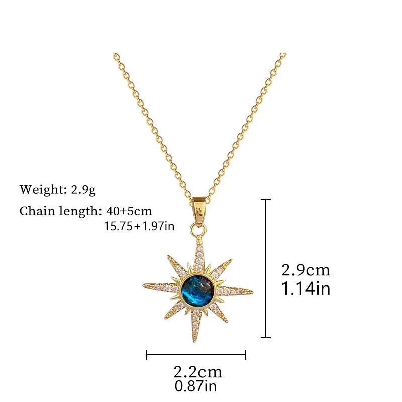 316L Stainless Steel Sun Pendant Necklace Exquisite and Fashionable Planet Clavicle Chain Girls Party Jewelry Gifts – Halskette