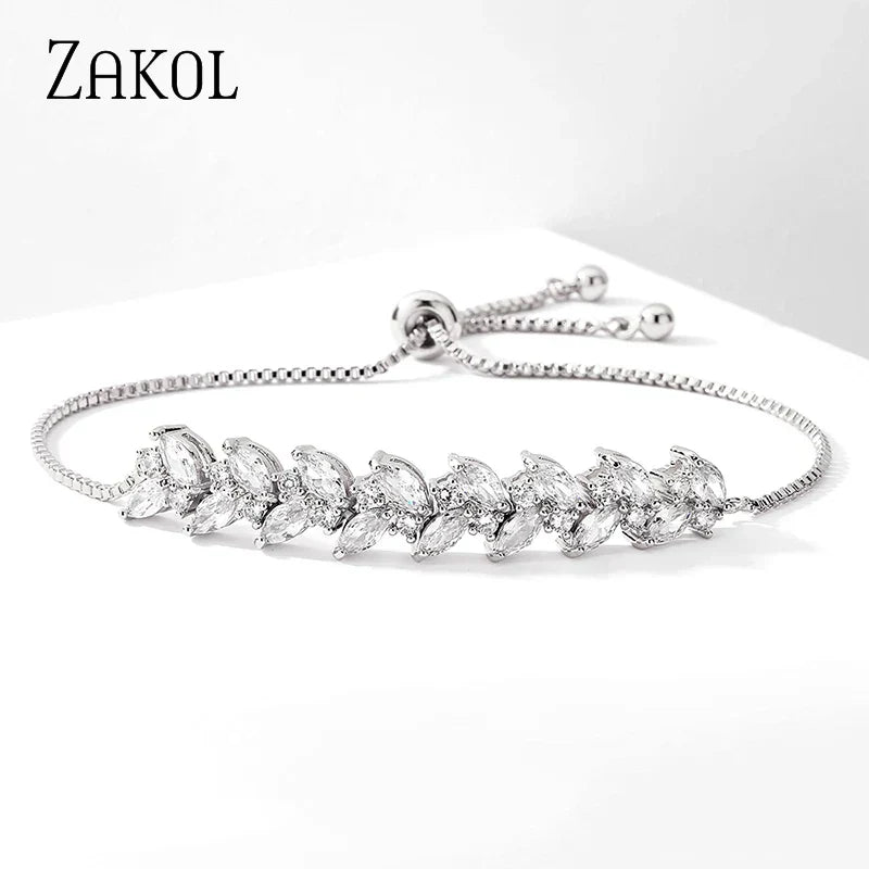 Filigranes Cube-Armband mit Zirkonia im Birnenschliff
