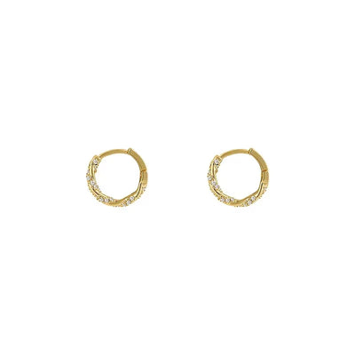 FTCY Simple Luxury Zircon Metal Hoop Earrings Exquisite Small Round Circle Earrings 's Jewelry Gifts