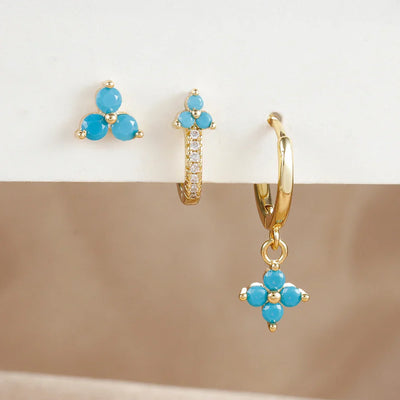 3PCS Fashion Stainless Steel Flower Small Hoop Earrings Set 18K Gold Plated Huggie Cartilage Piercing Jewelry aretes