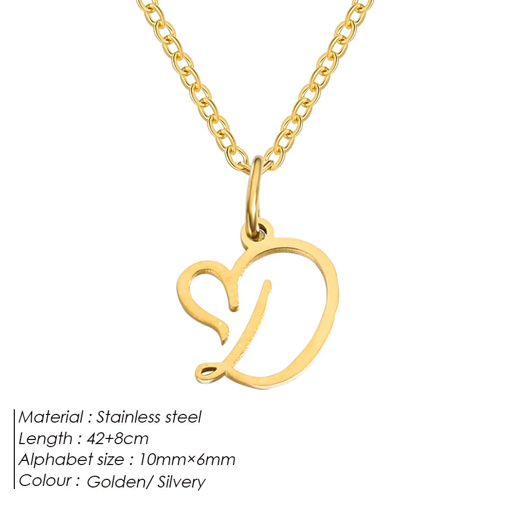 eManco Initial Necklaces Art Letter A-Z Charm Pendant Necklace 's Stainless Steel Minimalism Jewelry Gift – Halskette