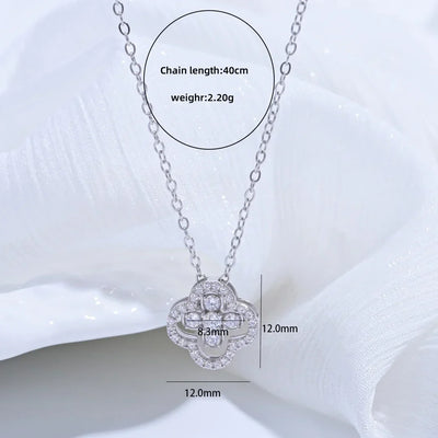 S925 Sterling Silver Four leaf Clover Necklace with Two Ways of Wearing,Light Luxury and Stylish Collarbone Chain SL45