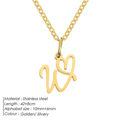 eManco Initial Necklaces Art Letter A-Z Charm Pendant Necklace 's Stainless Steel Minimalism Jewelry Gift – Halskette