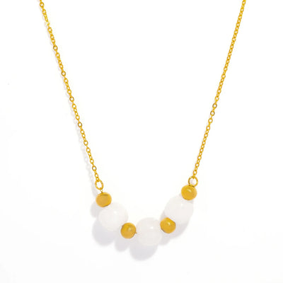 Naturstein-Halskette – Goldene Eleganz mit Charakter